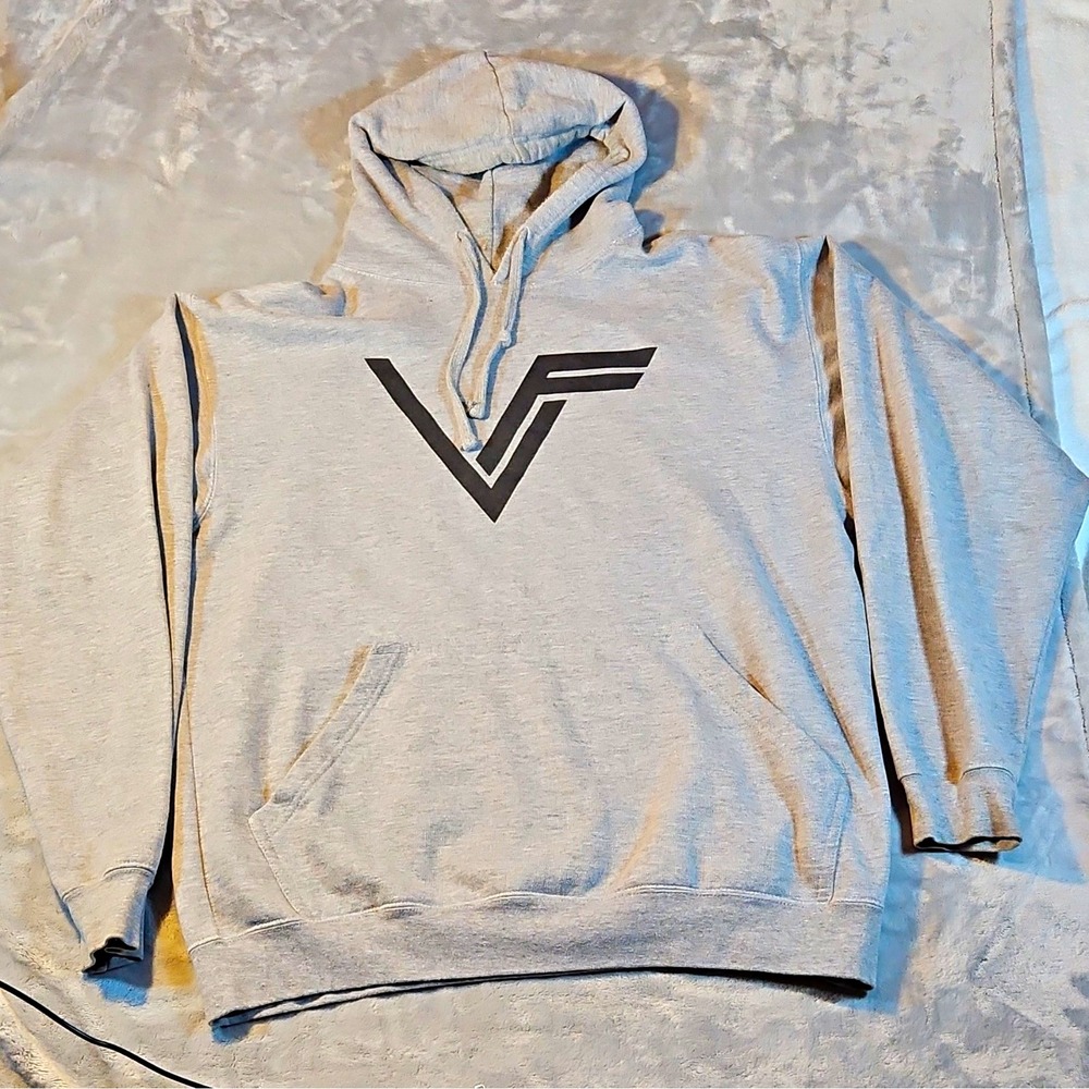 A.M.S Gray Pullover Hoodie Graphic Logo Fleece Pockets Mens XL MH13101